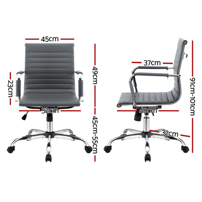 Office Chair Conference Chairs Mid Back - Leather Grey