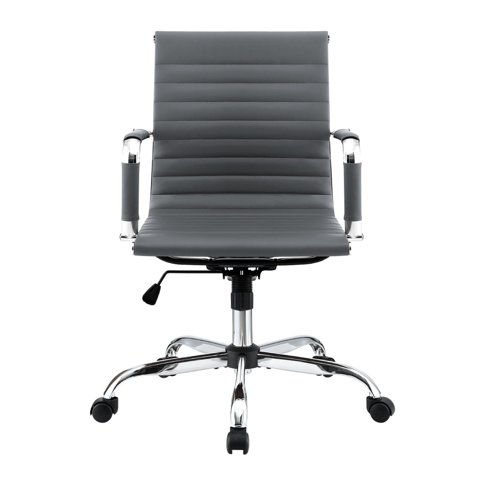 Office Chair Conference Chairs Mid Back - Leather Grey