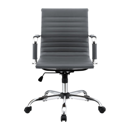 Office Chair Conference Chairs Mid Back - Leather Grey