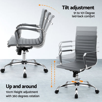 Office Chair Conference Chairs Mid Back - Leather Grey