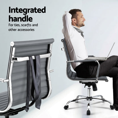 Office Chair Conference Chairs Mid Back - Leather Grey