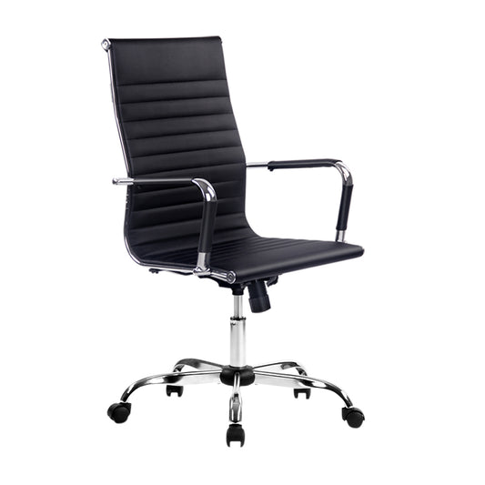 Office Chair Conference Chairs High Back - Leather Black