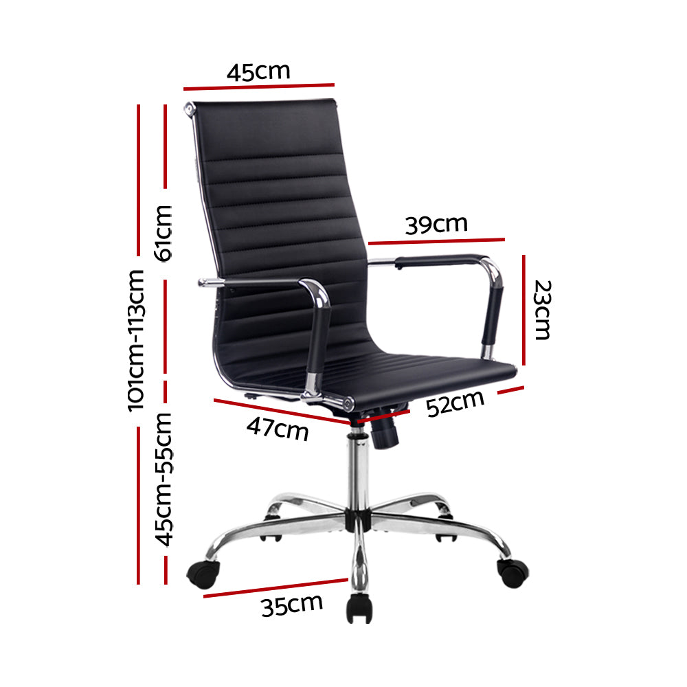 Office Chair Conference Chairs High Back - Leather Black