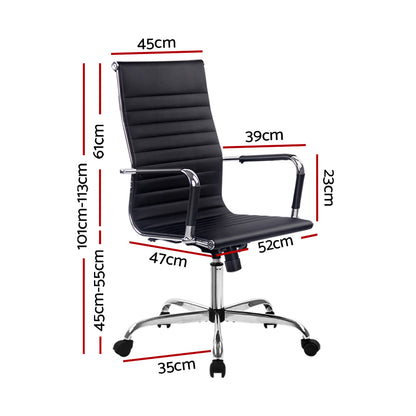 Office Chair Conference Chairs High Back - Leather Black