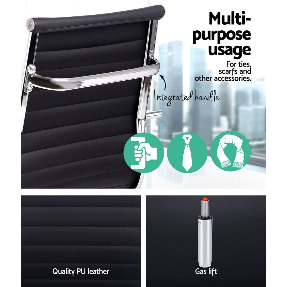 Office Chair Conference Chairs High Back - Leather Black