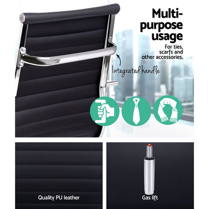 Office Chair Conference Chairs High Back - Leather Black