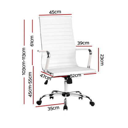 Office Chair Conference Chairs Leather High Back - White