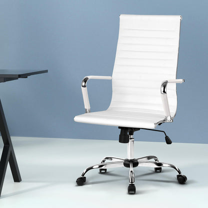 Office Chair Conference Chairs Leather High Back - White