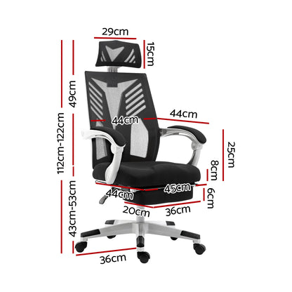 Matrix Mesh Office Chair Recliner - Black & White
