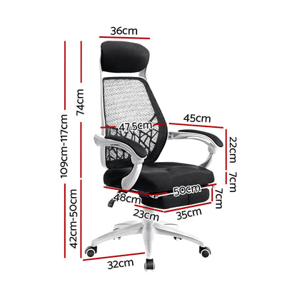 Mosaic Mesh Office Chair Recliner - Black & White