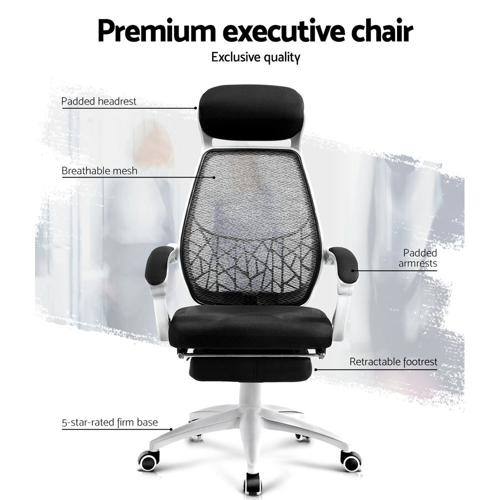 Mosaic Mesh Office Chair Recliner - Black & White