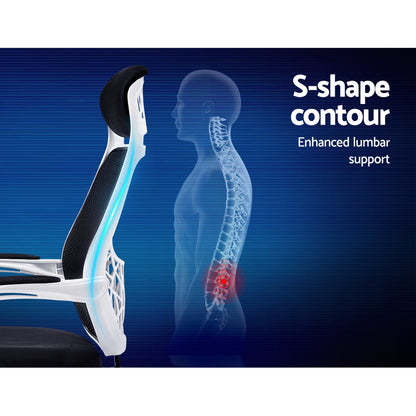 Mosaic Mesh Office Chair Recliner - Black & White