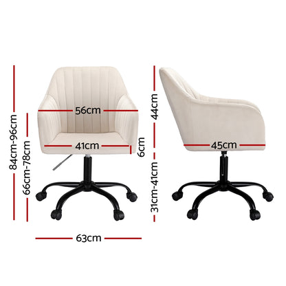 Office Chair Velvet Seat - Cream