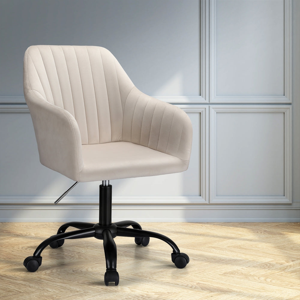 Office Chair Velvet Seat - Cream