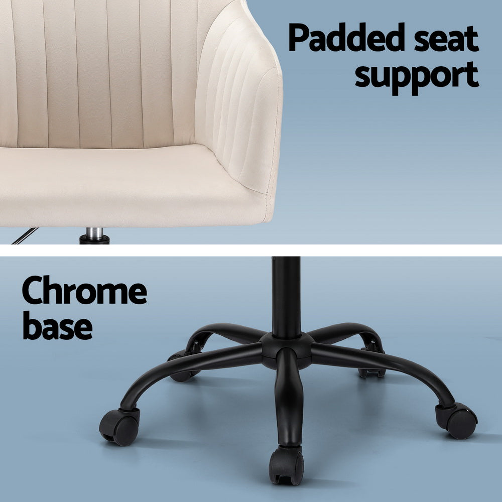 Office Chair Velvet Seat - Cream