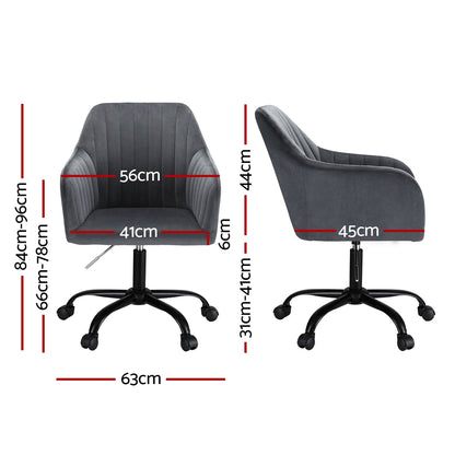 Office Chair Velvet Seat - Dark Grey