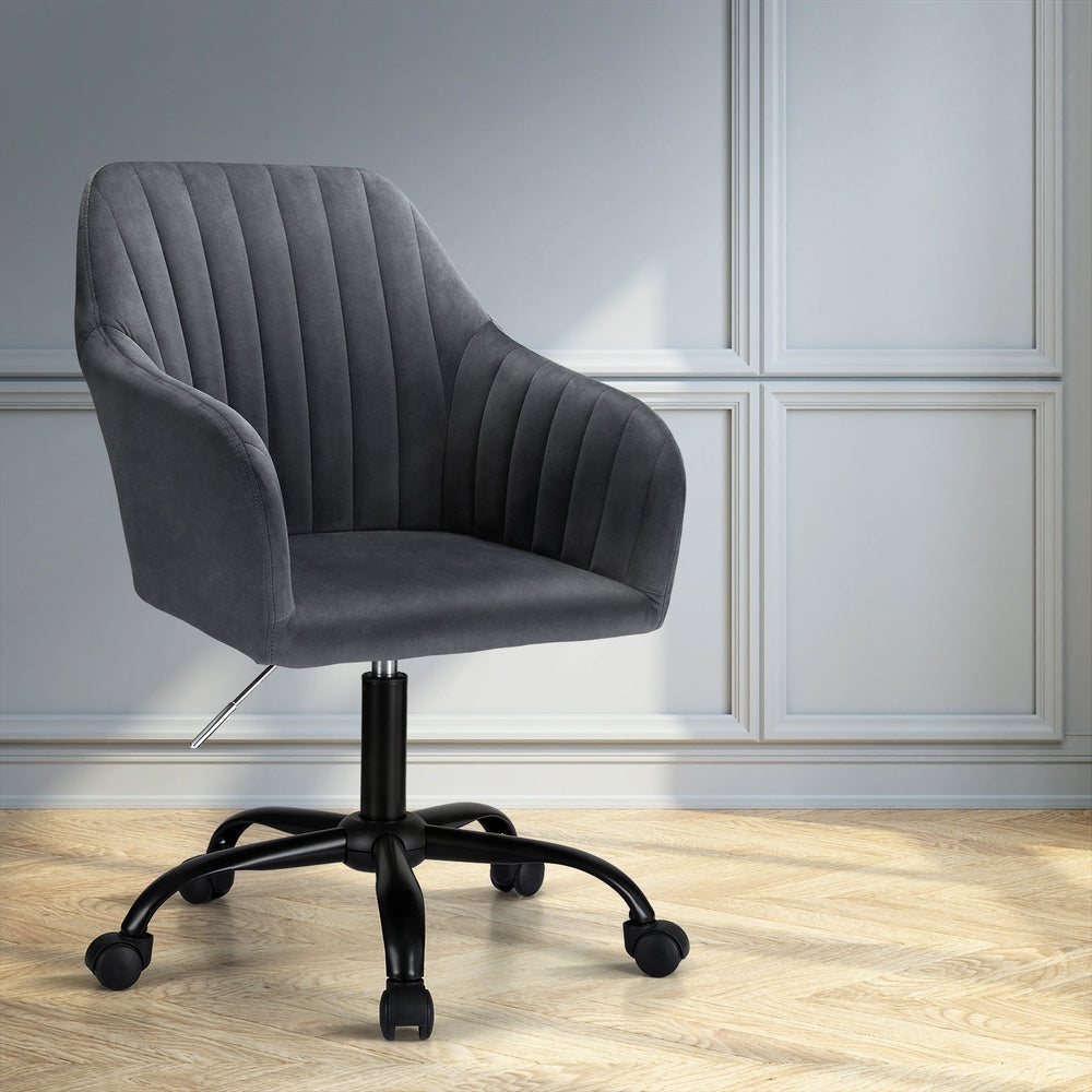 Office Chair Velvet Seat - Dark Grey