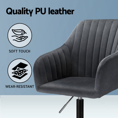 Office Chair Velvet Seat - Dark Grey