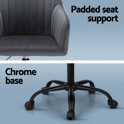 Office Chair Velvet Seat - Dark Grey