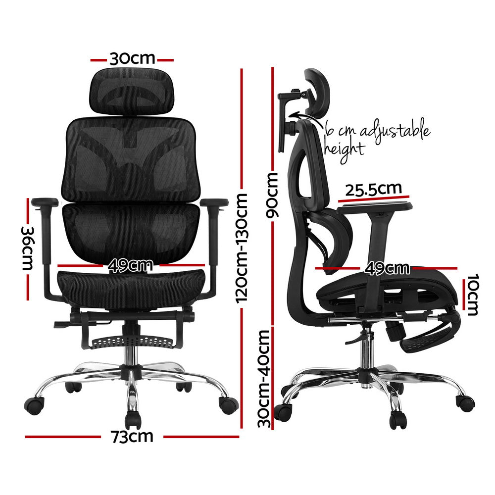 Ergonomic Office Chair Footrest - Black