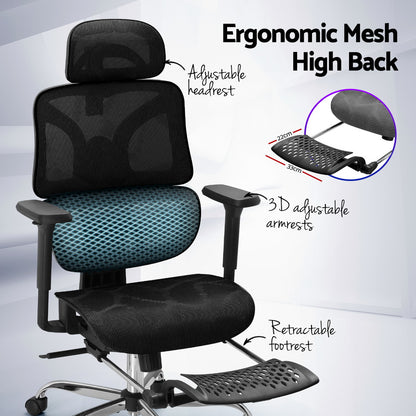 Ergonomic Office Chair Footrest - Black