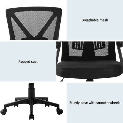 Set of 2 Nile Mesh Office Chair Mid Back - Black