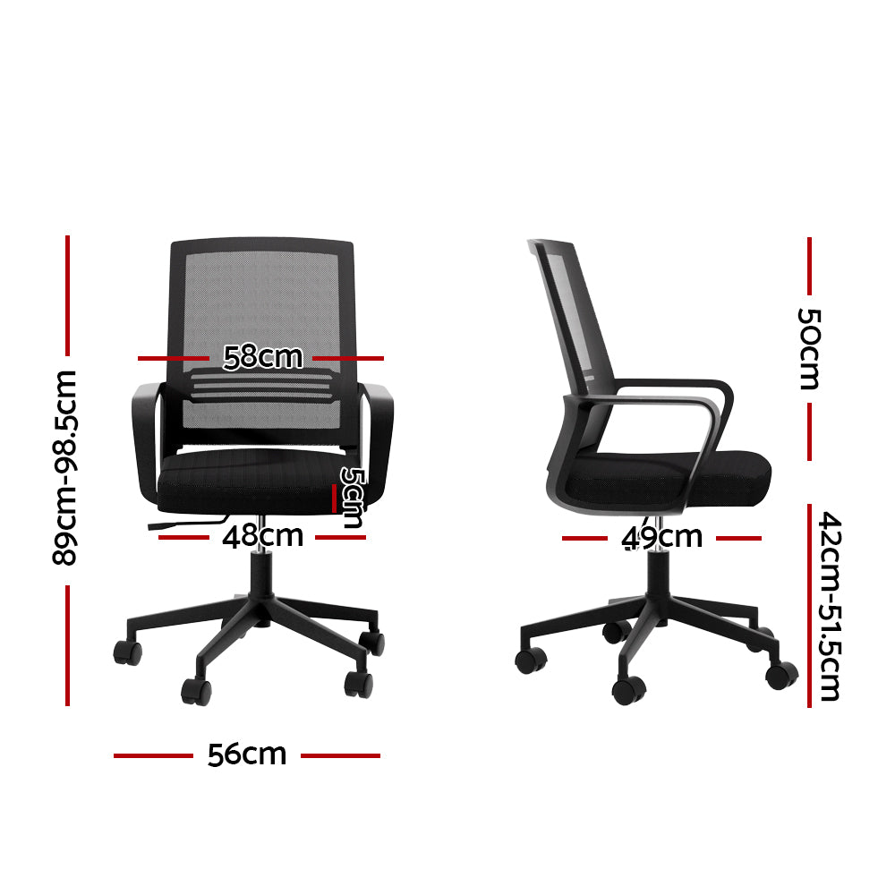 Mesh Office Chair Mid Back - Black