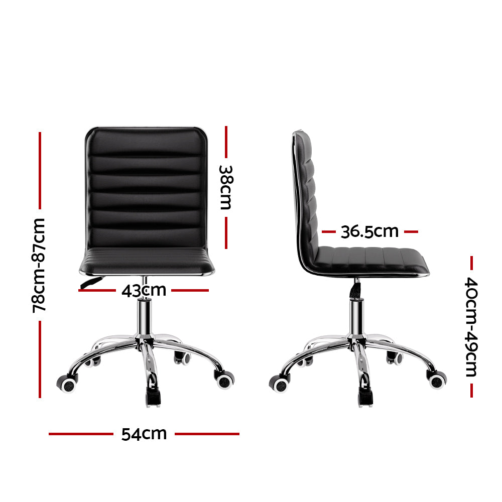 Office Chair Conference Chair Low Back - Leather Black