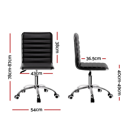 Office Chair Conference Chair Low Back - Leather Black