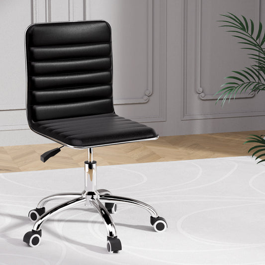 Office Chair Conference Chair Low Back - Leather Black