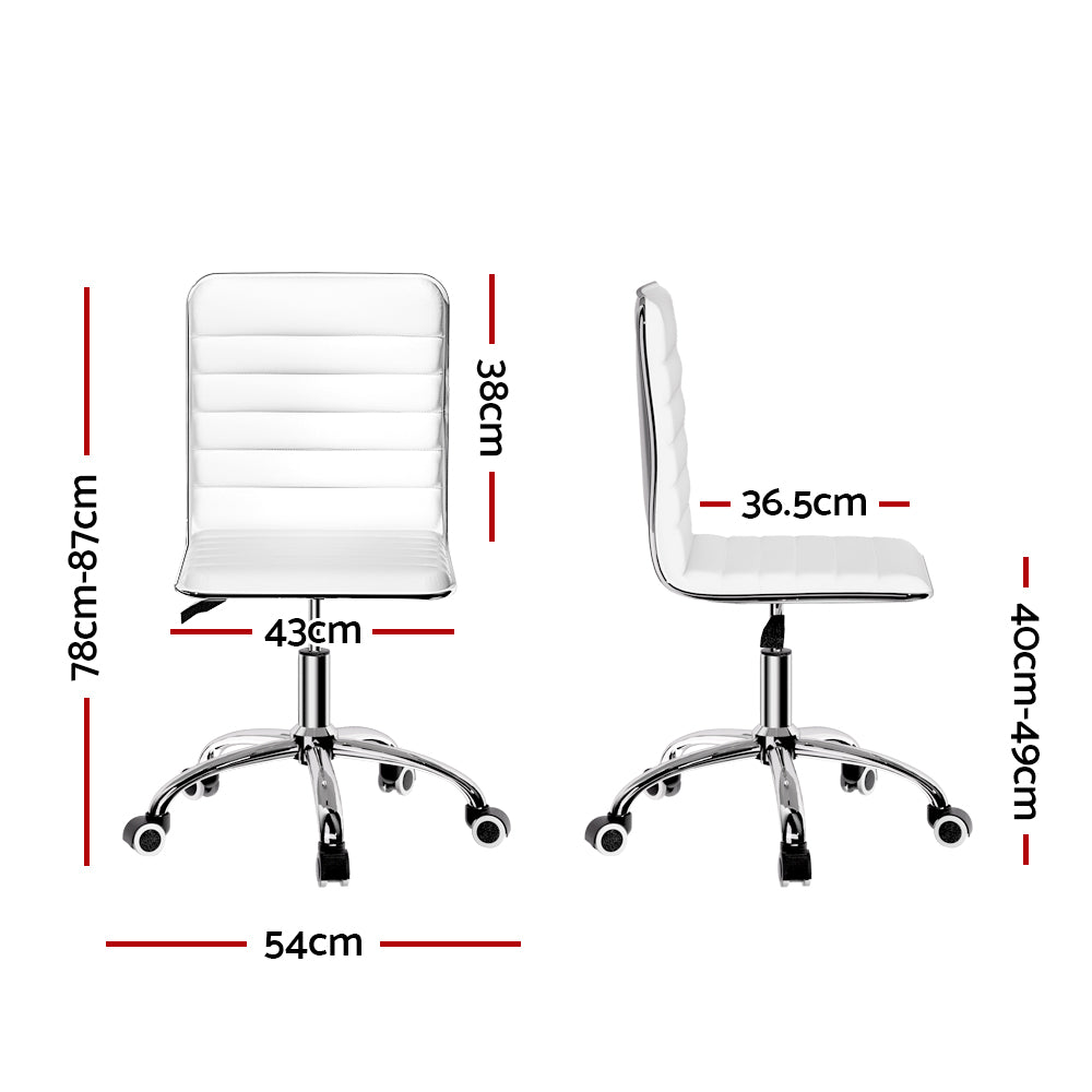 Office Chair Conference Chairs Low Back - Leather White