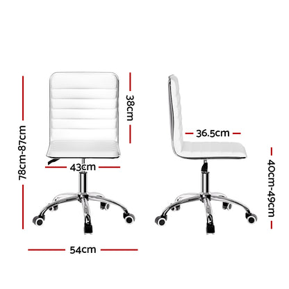 Office Chair Conference Chairs Low Back - Leather White