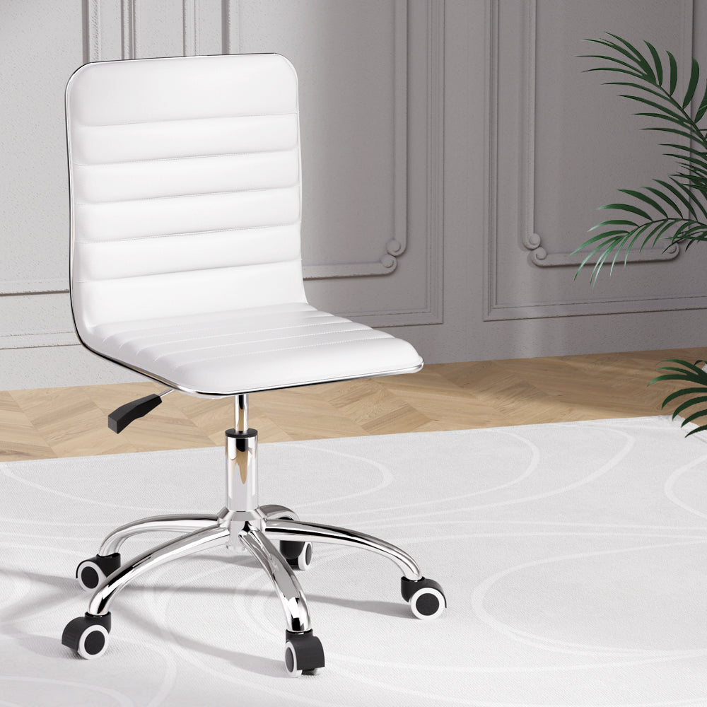 Office Chair Conference Chairs Low Back - Leather White