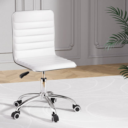 Office Chair Conference Chairs Low Back - Leather White