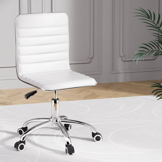 Office Chair Conference Chairs Low Back - Leather White