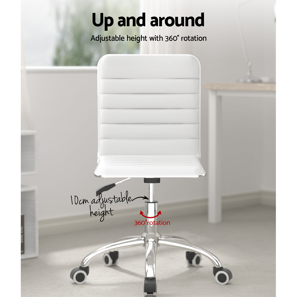 Office Chair Conference Chairs Low Back - Leather White