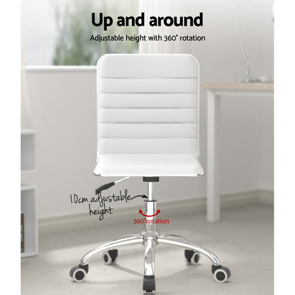 Office Chair Conference Chairs Low Back - Leather White