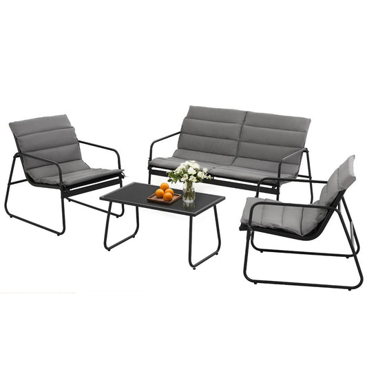 4PCS Outdoor Sofa Set Table and Chairs Cushion textilene Patio Furniture