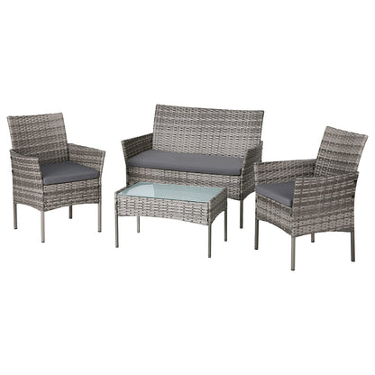 4 Seater Outdoor Wicker Sofa Set - Grey