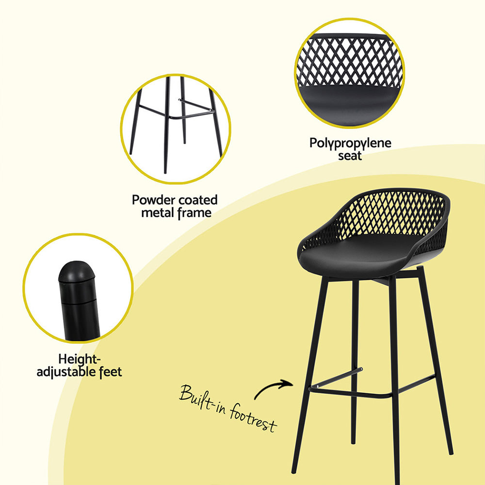 Set of 2 Outdoor Bar Stools UV-resistant - Black