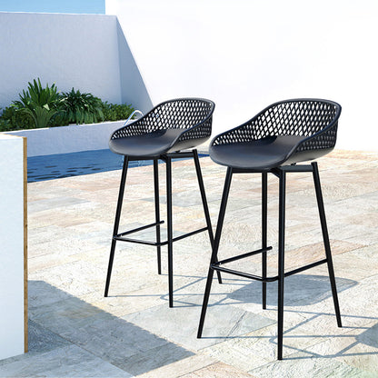 Set of 2 Outdoor Bar Stools UV-resistant - Black