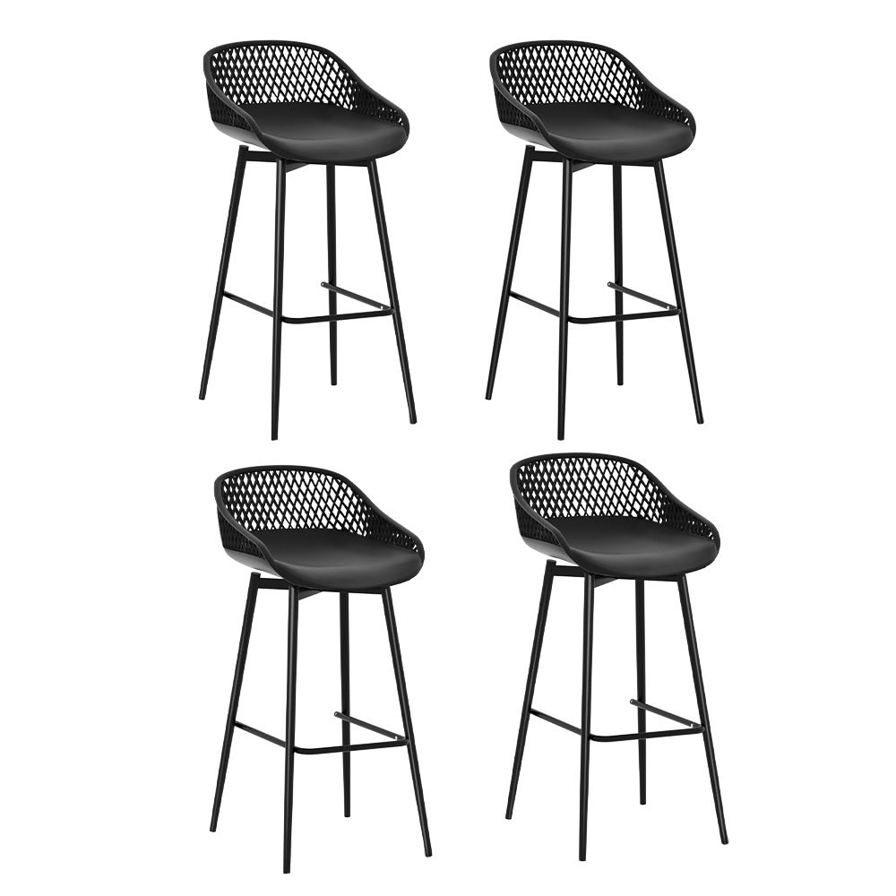 Set of 4 Outdoor Bar Stools - Black