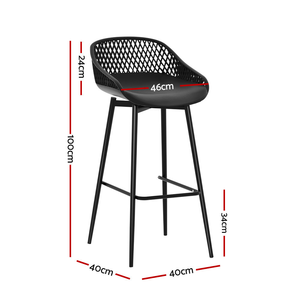 Set of 4 Outdoor Bar Stools - Black