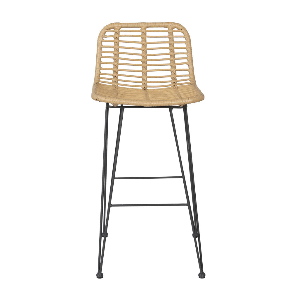 Set of 2 Outdoor Rattan Bar Stools - Nature