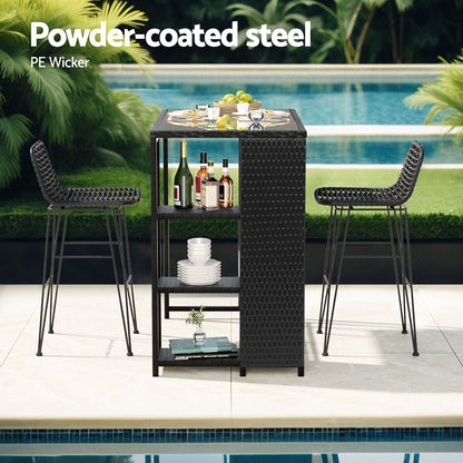 Outdoor Wicker Bar Set