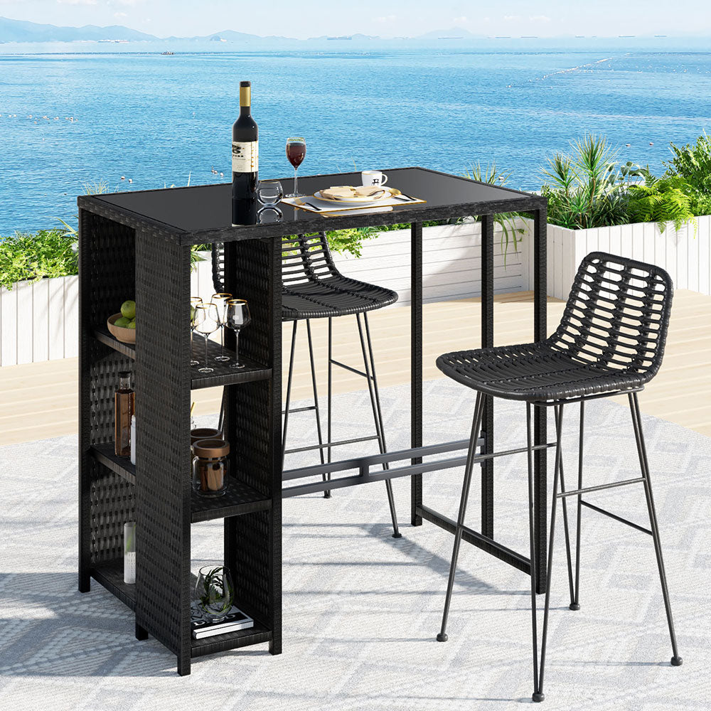 Outdoor Wicker Bar Set