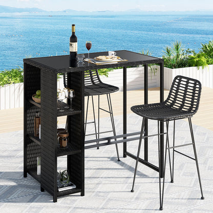 Outdoor Wicker Bar Set