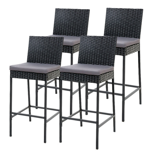 Set of 4 Outdoor Bar Stools Dining Chair Wicker Furniture