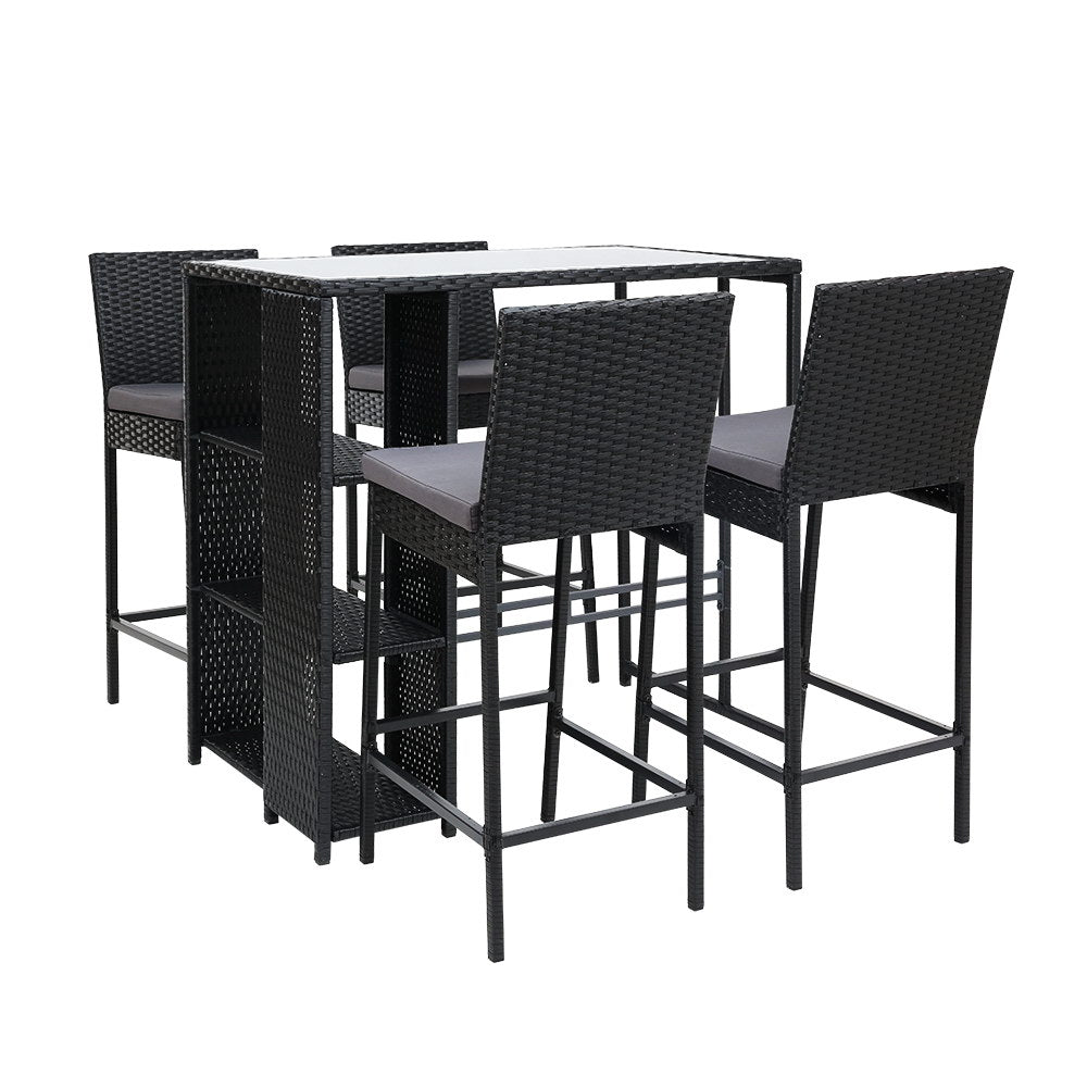 5 Piece Outdoor Wicker Bar Set
