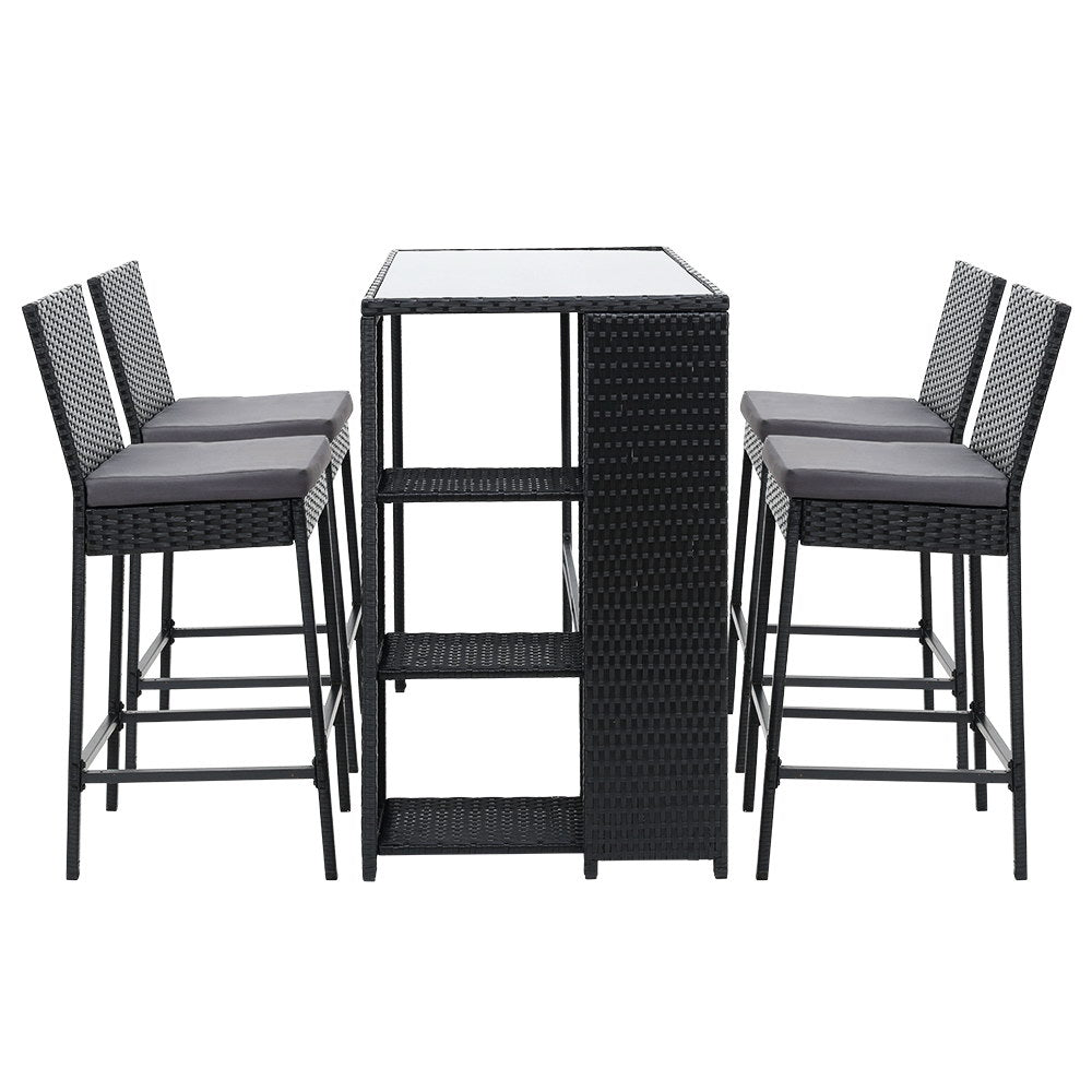 5 Piece Outdoor Wicker Bar Set